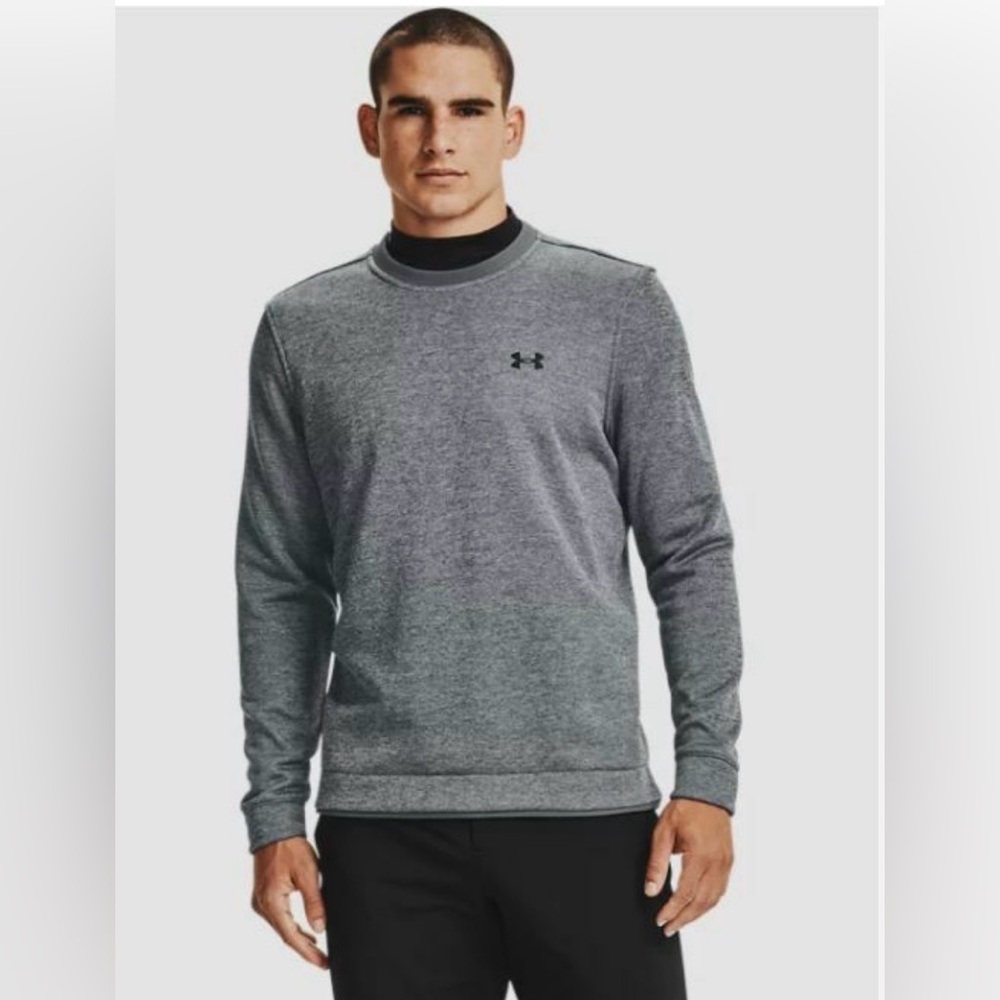 Men's XL Under Armour Sweaterfleece Crewneck Top-PITCH GRAY